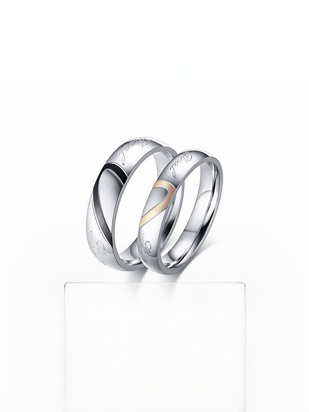 Moneekar Jewels Unisex Stainless Steel Heart Promise Finger Ring
