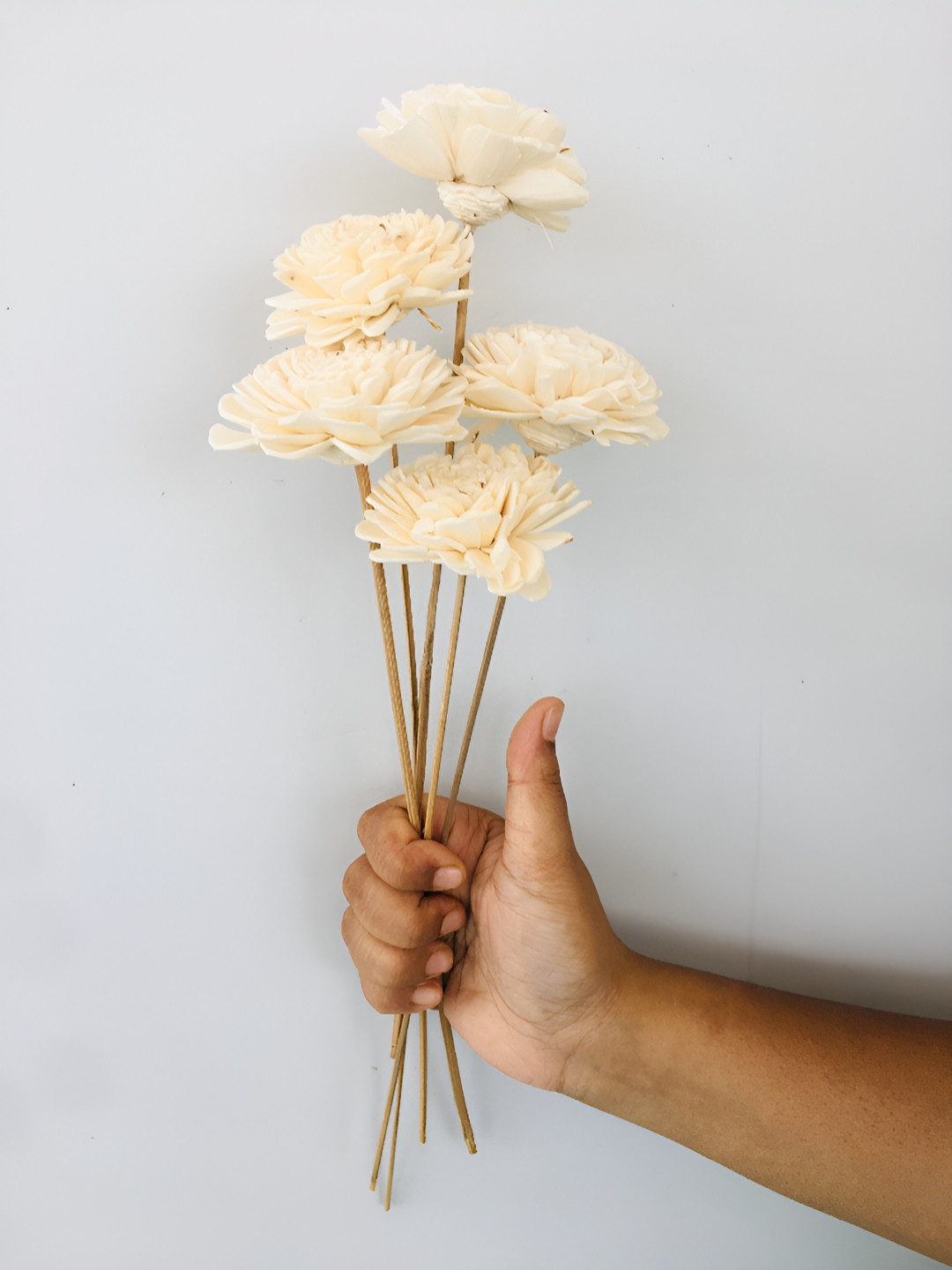 Vanchai 5 Pieces White Artificial Dried flowers