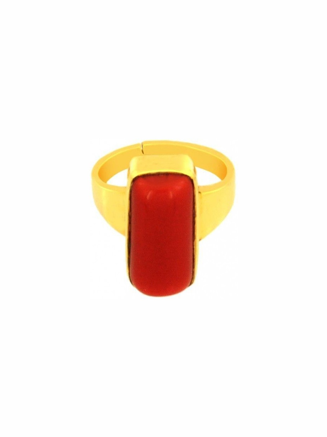 RAVIOUR LIFESTYLE Unisex Copper-Plated Red Coral Finger Ring