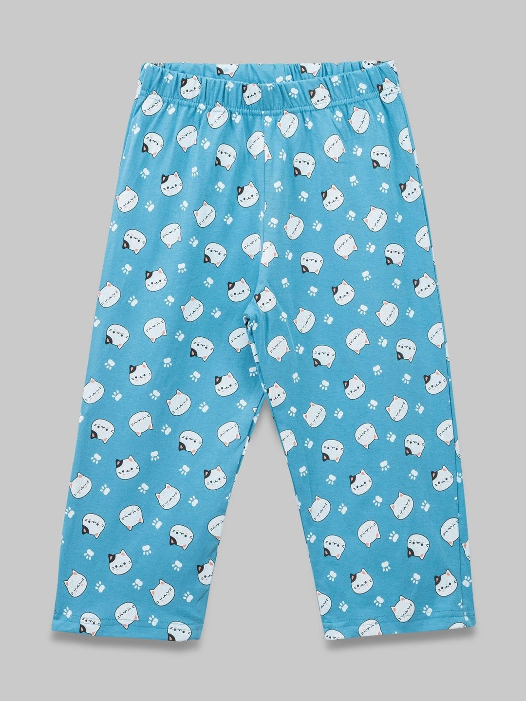 ZUNIORS SSC Girls Sky Blue Slip-On Cotton Printed Casual Capris