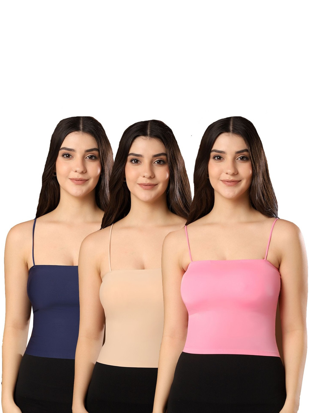 PAAVKI Pack Of 3 Lightly Padded Cami Tank Top