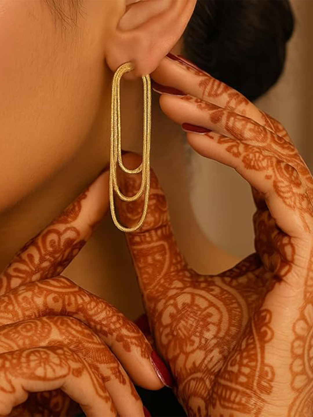 Amalfa Silvia Women 18K Gold Plated Long Chain Dangle Earrings