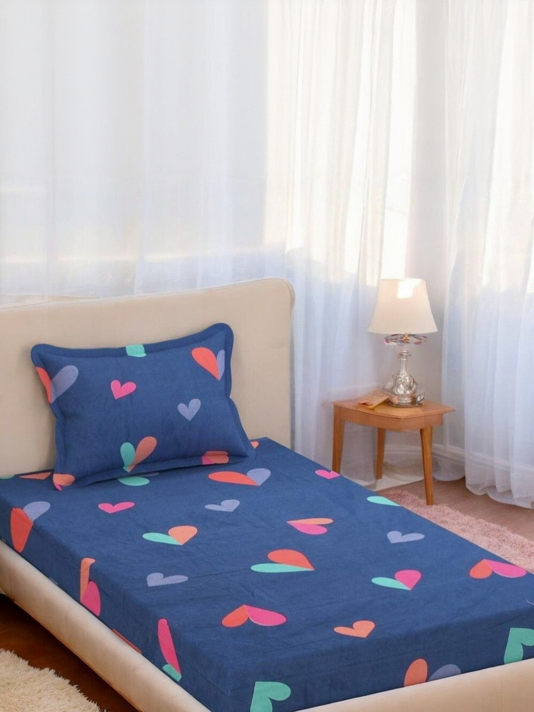 WELLNEST Conversational Single Bedsheet with 1 Pillow Covers