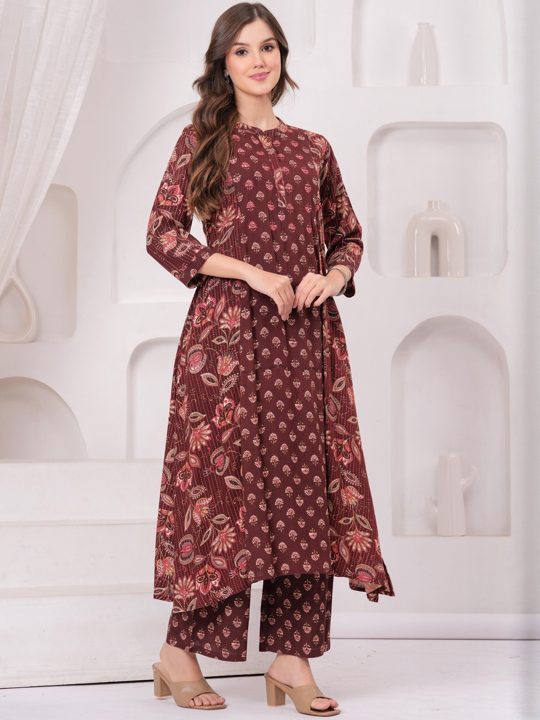 OH MI DIOS Women Ethnic Motifs Printed A-Line Kurta with Palazzos