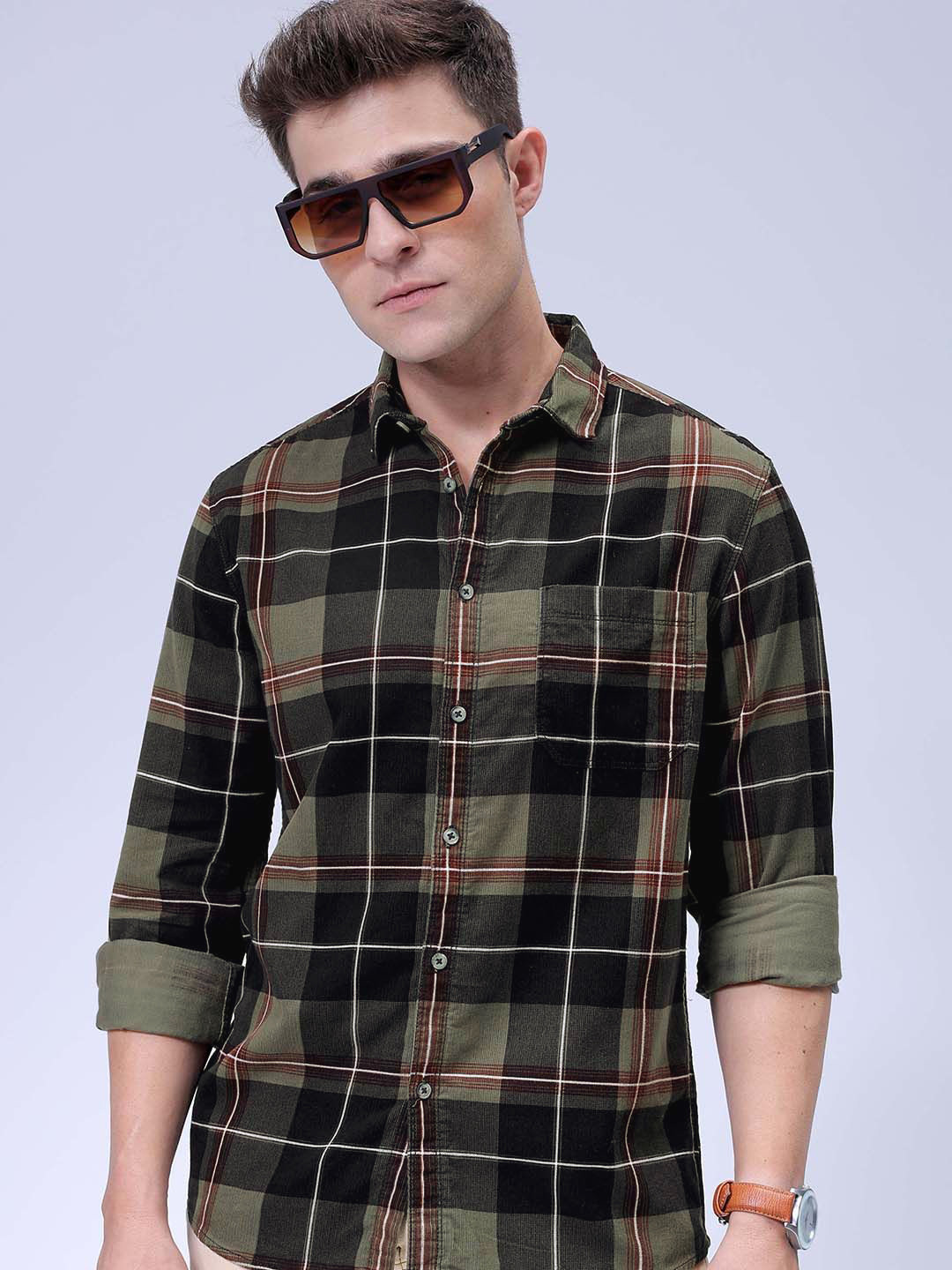 The Indian Garage Co Spread Collar Tartan Checked Casual Shirt