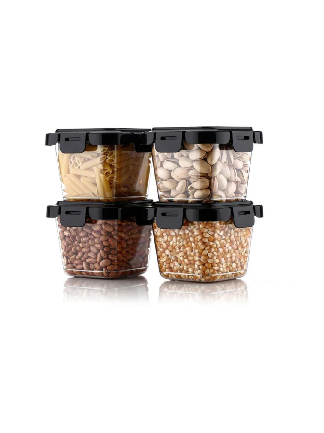 DeoDap Transparent 4 Piece Plastic Box Container