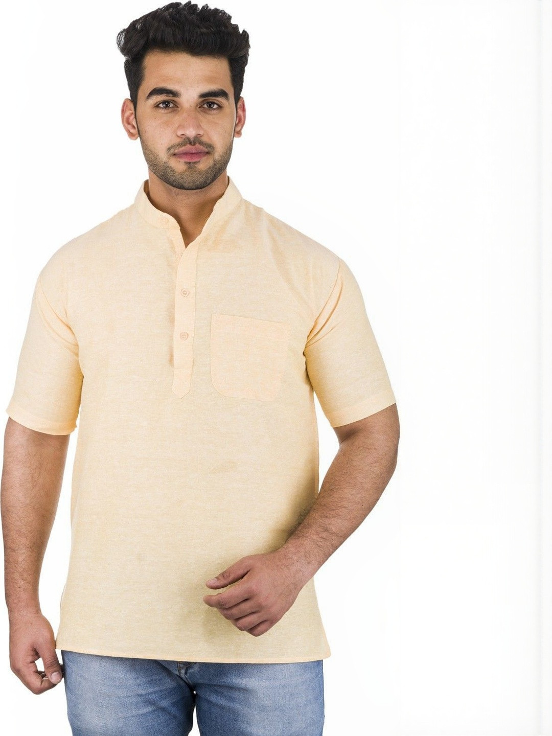DESHBANDHU DBK Mandarin Collar Short Sleeves Straight Kurta