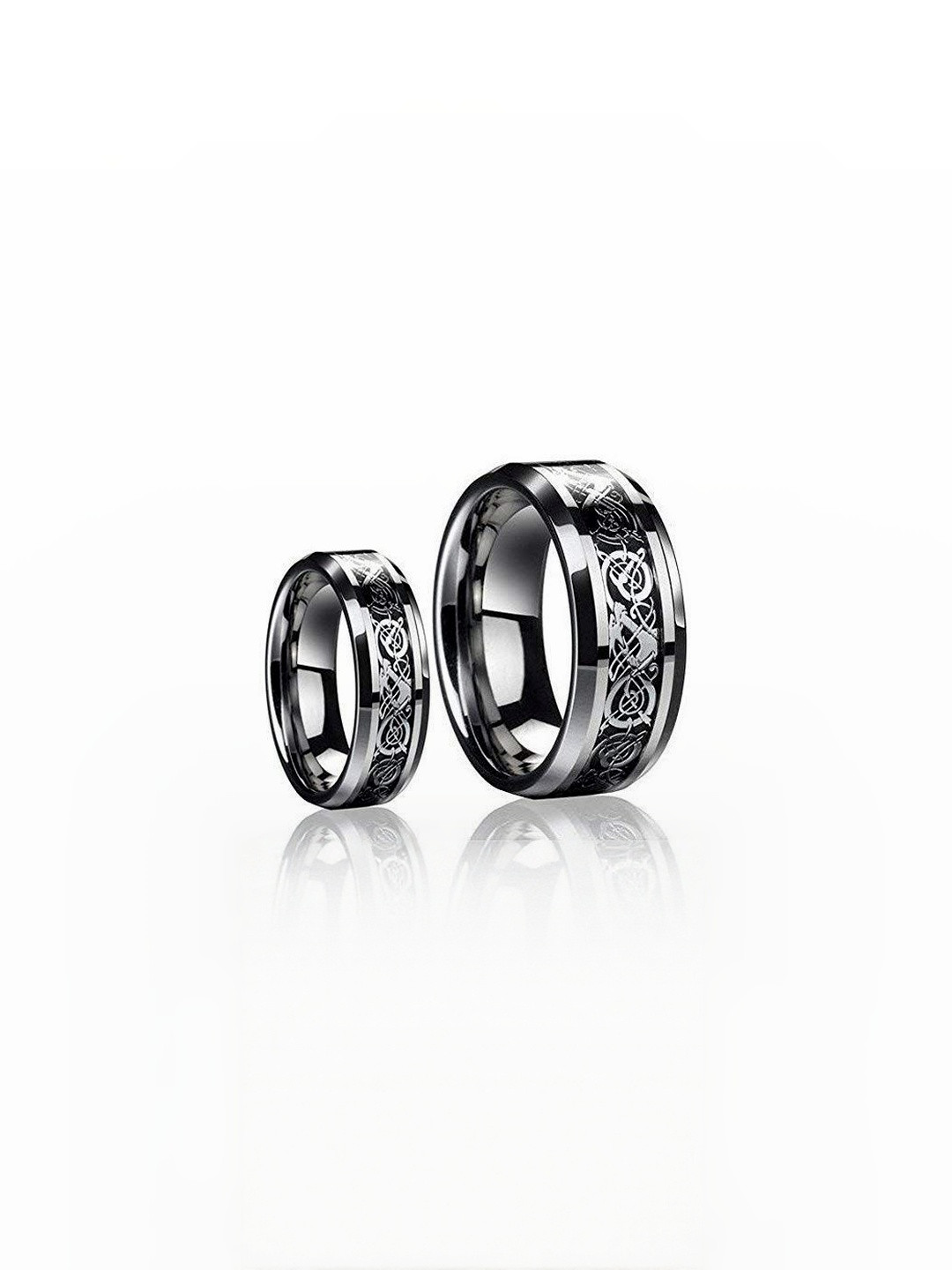 Moneekar Jewels Unisex Set Of 2 Stainless Steel Engraved Finger Rings