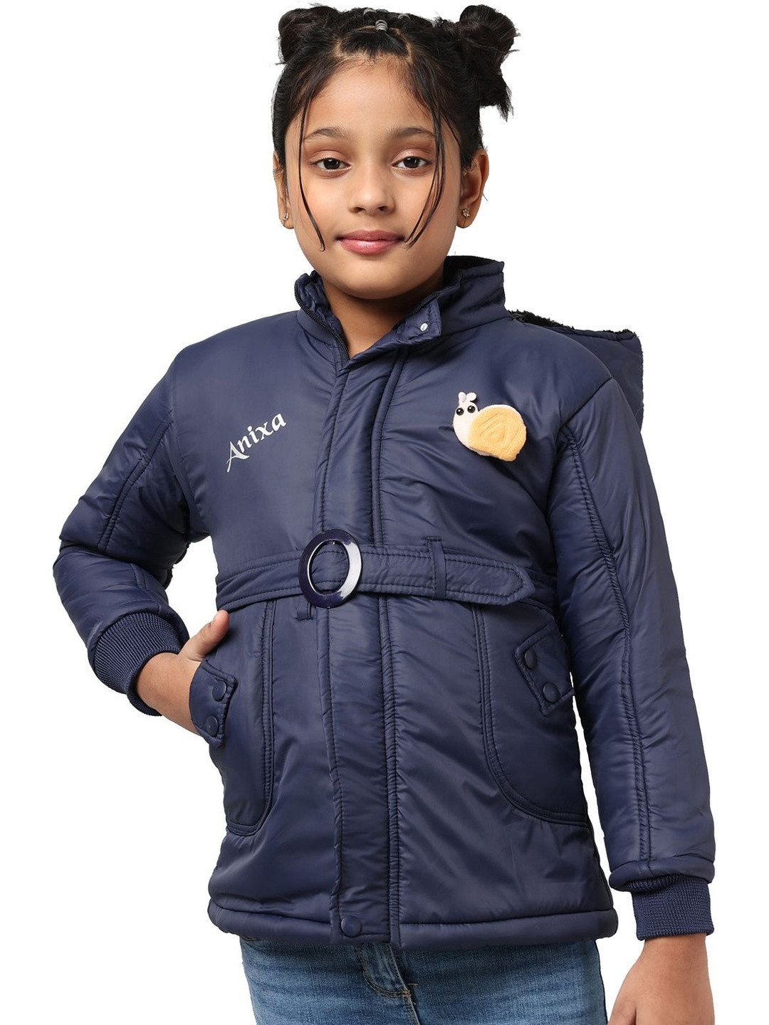 TRENDY WORLD Girls Hooded Open Front Jacket