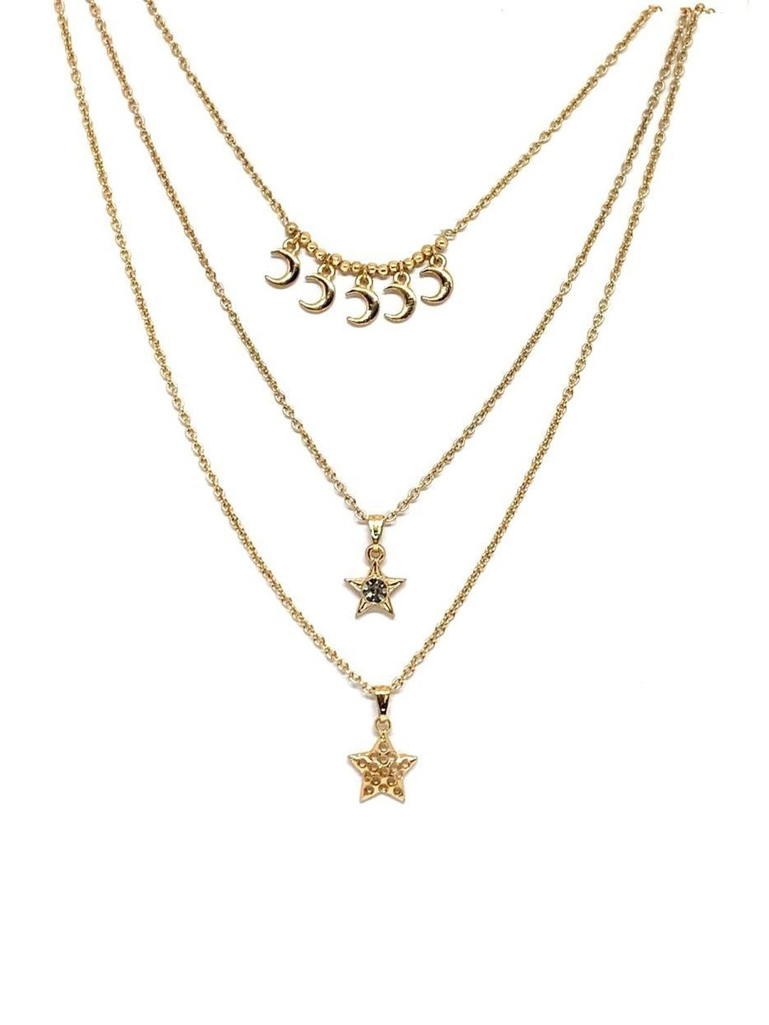 ANSHI ART Women 3 layer Gold-Plated Alloy Necklace