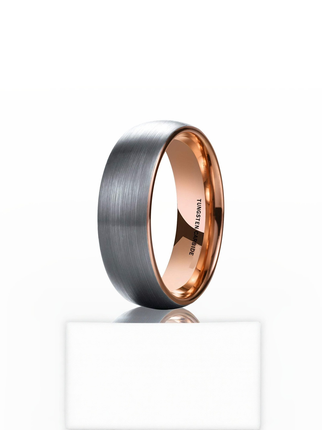 Moneekar Jewels Unisex Rose Gold Tungsten Carbide Wedding Band Finger Ring