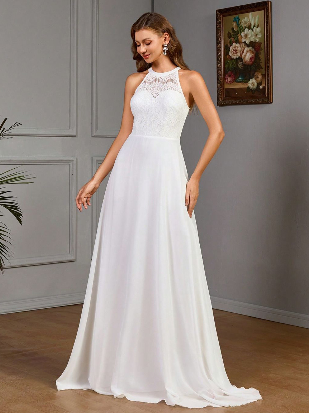 StyleCast Women Solid Lace Insert Sleeveless Maxi Dress