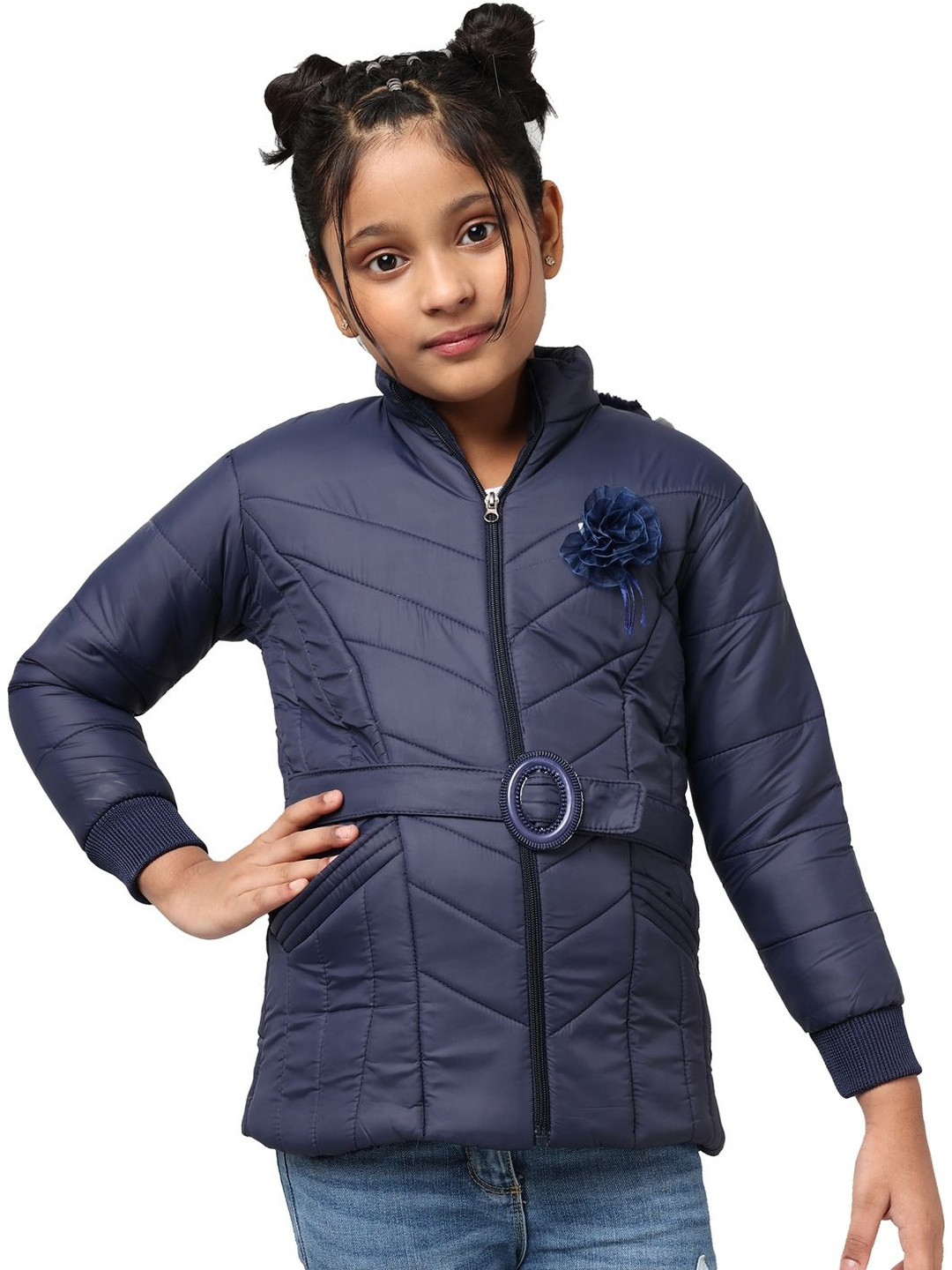 TRENDY WORLD Girls Hooded Open Front Jacket