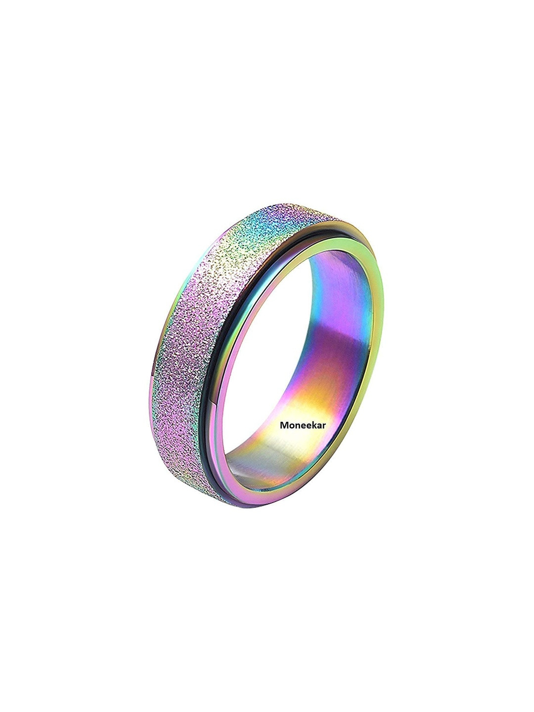 Moneekar Jewels Unisex Stainless Steel Spinner Band Ring