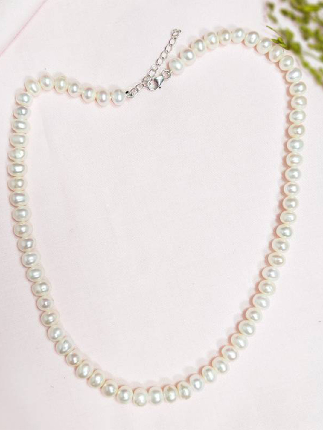 925 Sterling Silver Single Layer Real Pearl Necklace Mala