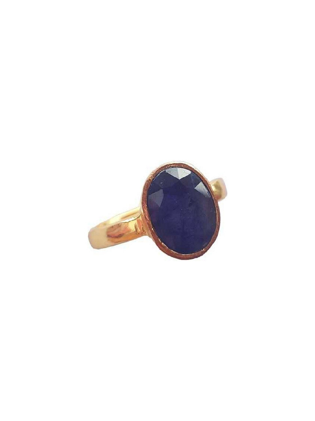RAVIOUR LIFESTYLE Unisex Gold-Toned Copper Finger Ring with Blue Stone