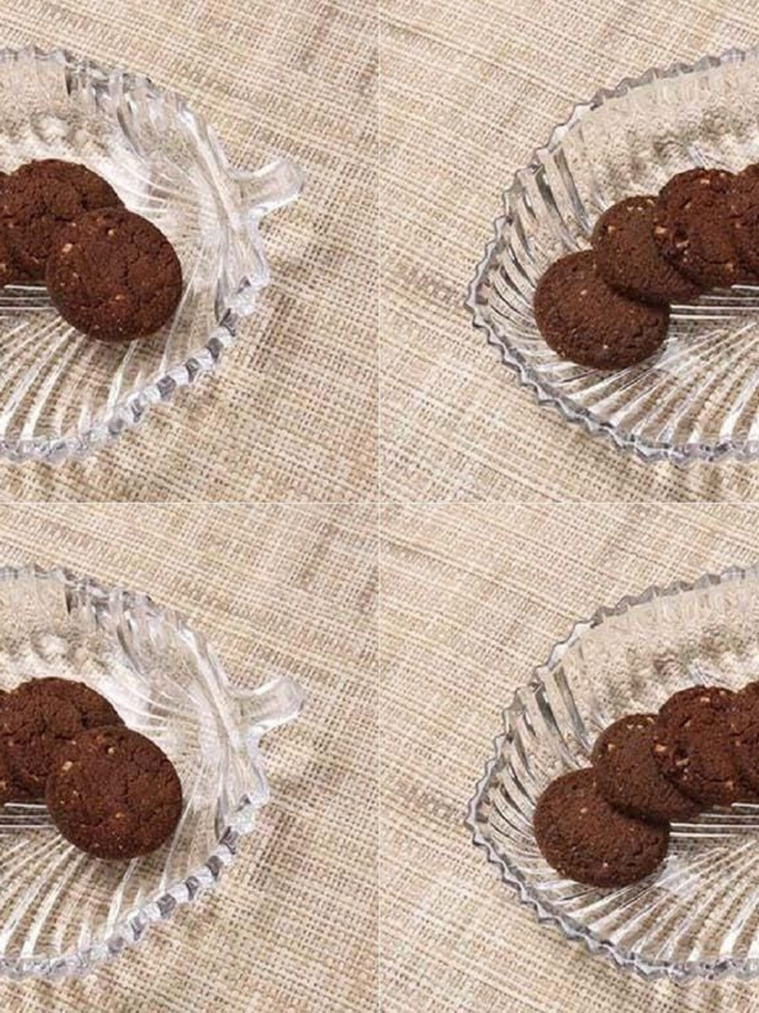 1st Time Versatile Set of 4 Designer Glass Serving Plate