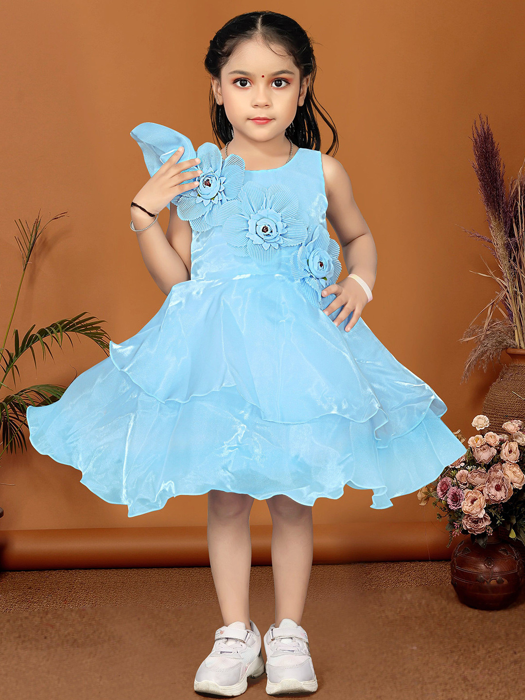 OVLYN FASHION & BOUTIQUE Girls Floral Self Design Fit & Flare Dress