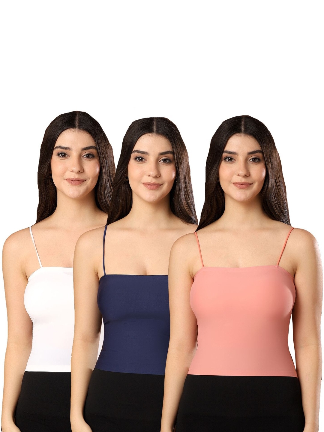 PAAVKI Women Solid Lightly Padded Camisole Spaghetti Strap Bralette Cami Tank Top