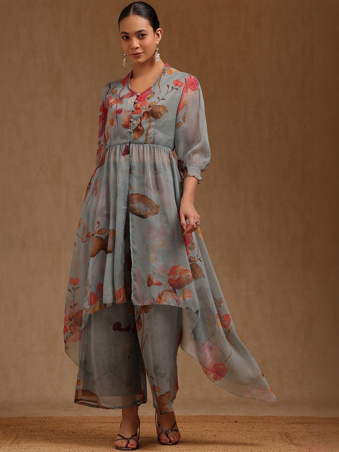 Soch Women Floral Printed A-Line Kurta with Palazzos