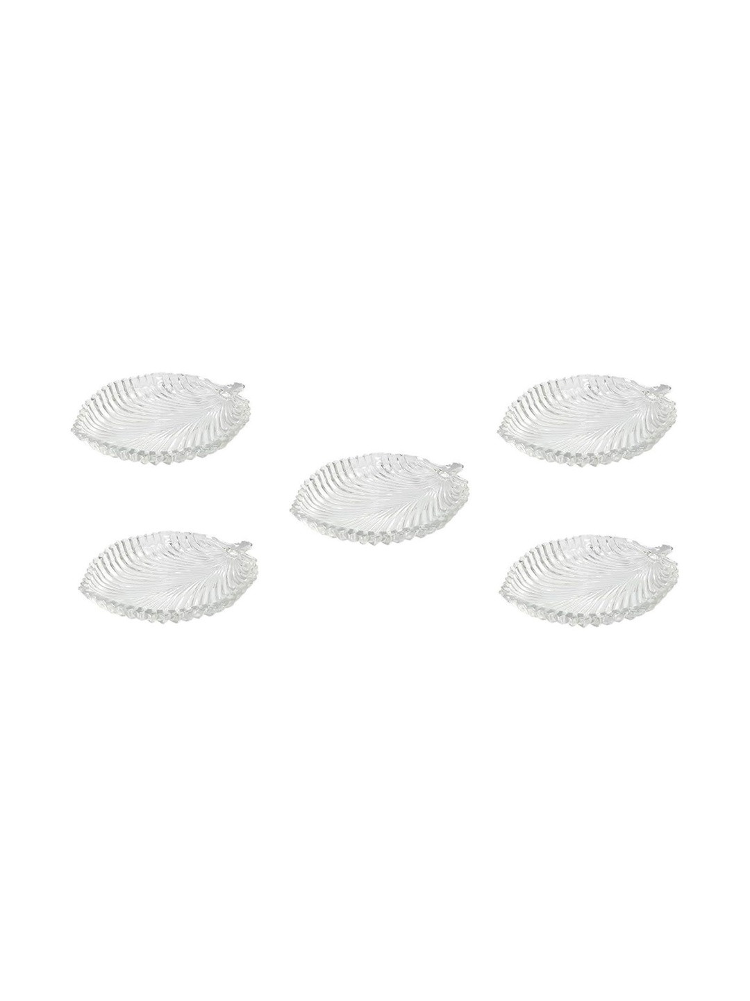 1ST TIME Set of 5 Glass Leaf Shaped Serving Plate