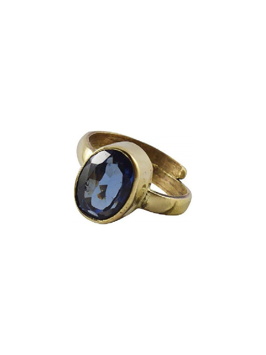 RAVIOUR LIFESTYLE Unisex Copper-Plated Neelam Sapphire Finger Ring