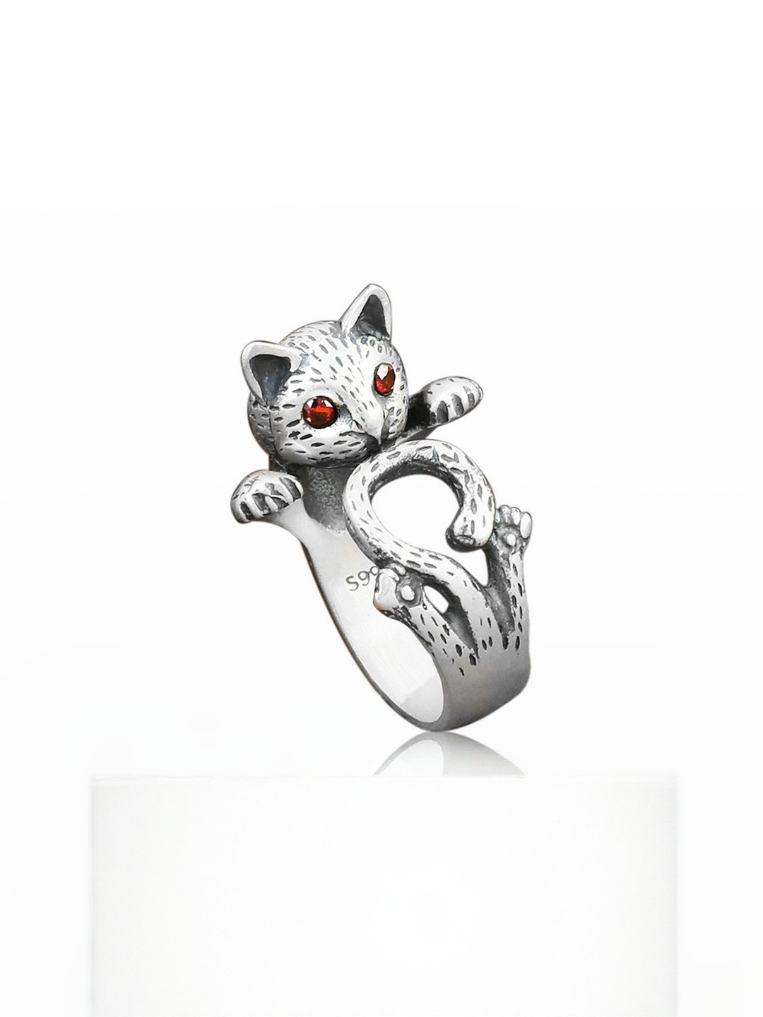 Moneekar Jewels Unisex Retro Cat Adjustable Finger Ring