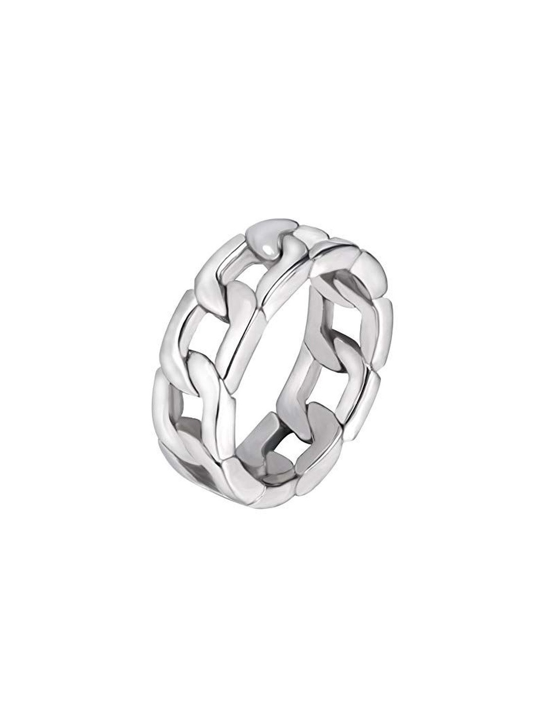 Moneekar Jewels Unisex Stainless Steel Cuban Link Finger Ring