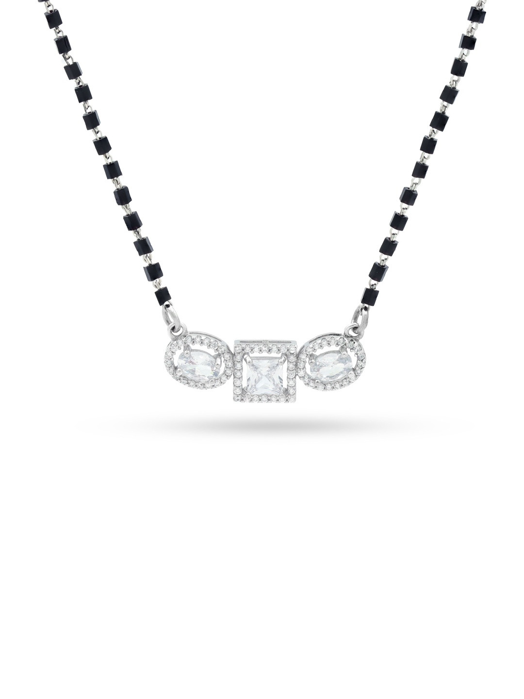 Eri Silver-Plated Sterling Silver Zircon Studded Mangalsutra