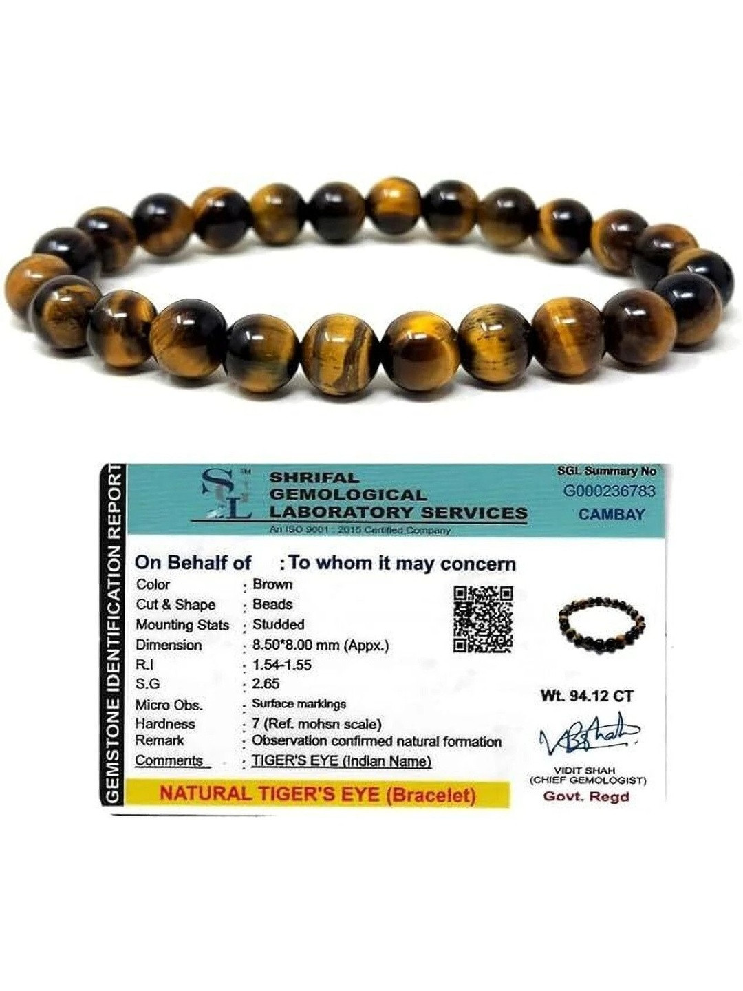 Sukhad Tiger Eye Beaded Bracelet
