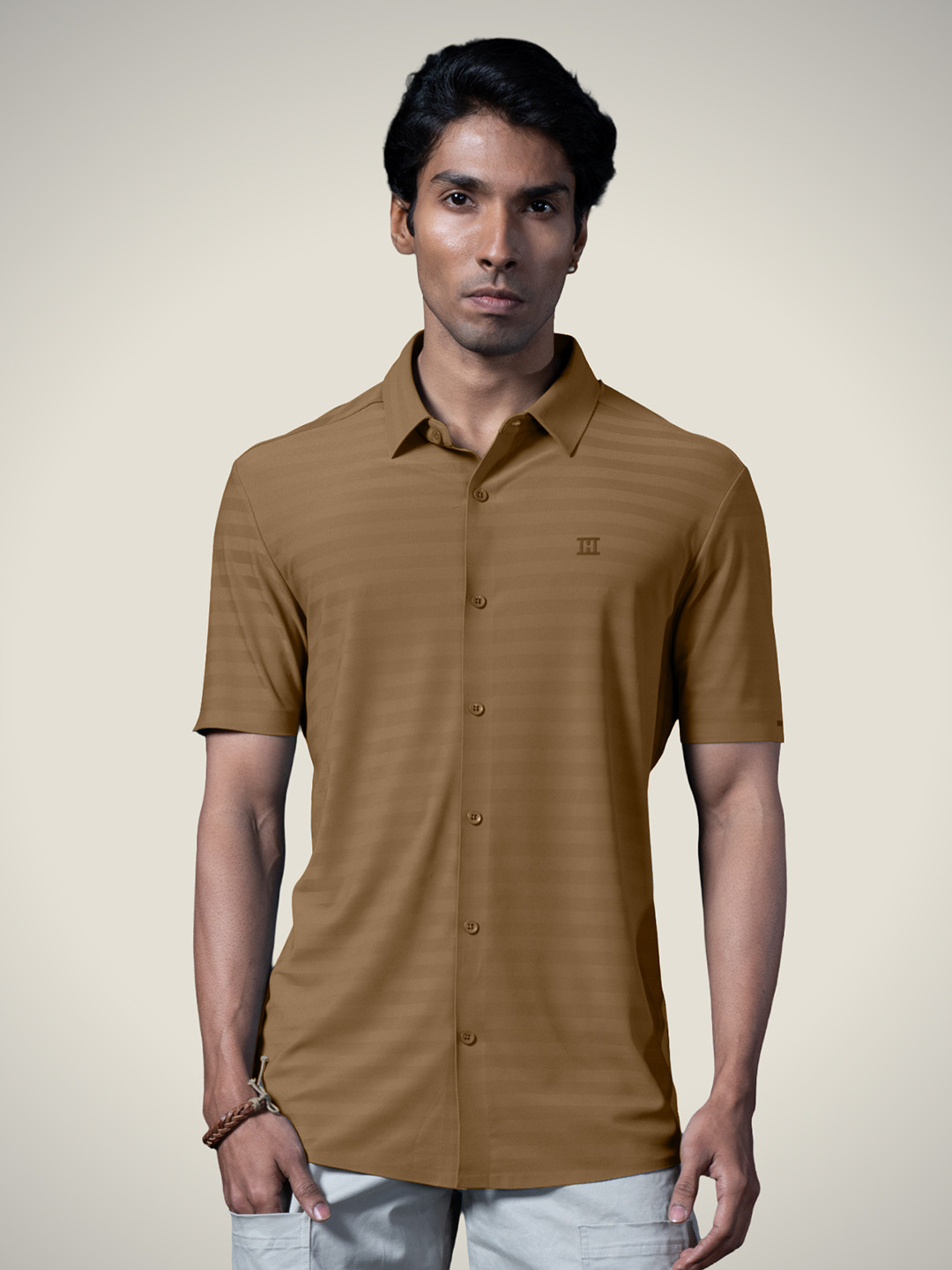 Hektor Herringbone Open Button Bonded Sweat Wicking UV Protected Shirt