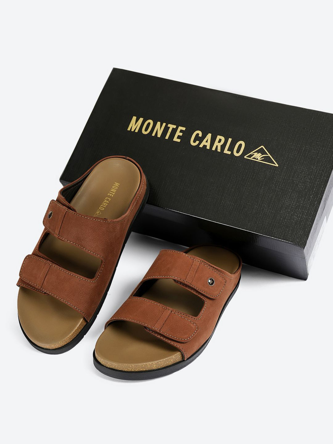 Monte Carlo Cushioned Footbed Slip On Leather Comfort Sandals