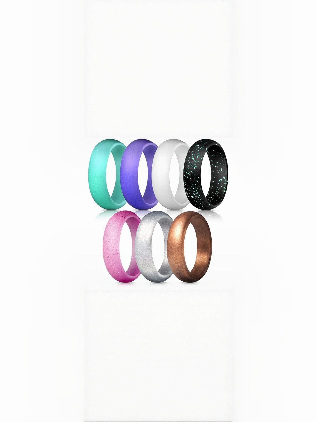 Moneekar Jewels Unisex Set of 7 Silicone Finger Rings