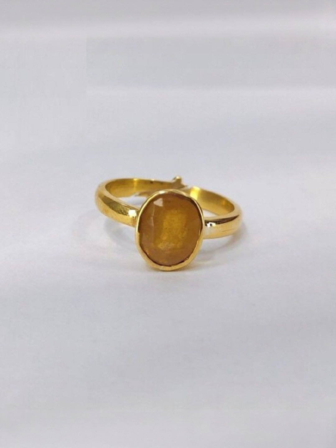 RAVIOUR LIFESTYLE Unisex Gold-Plated Copper Yellow Sapphire Finger Ring