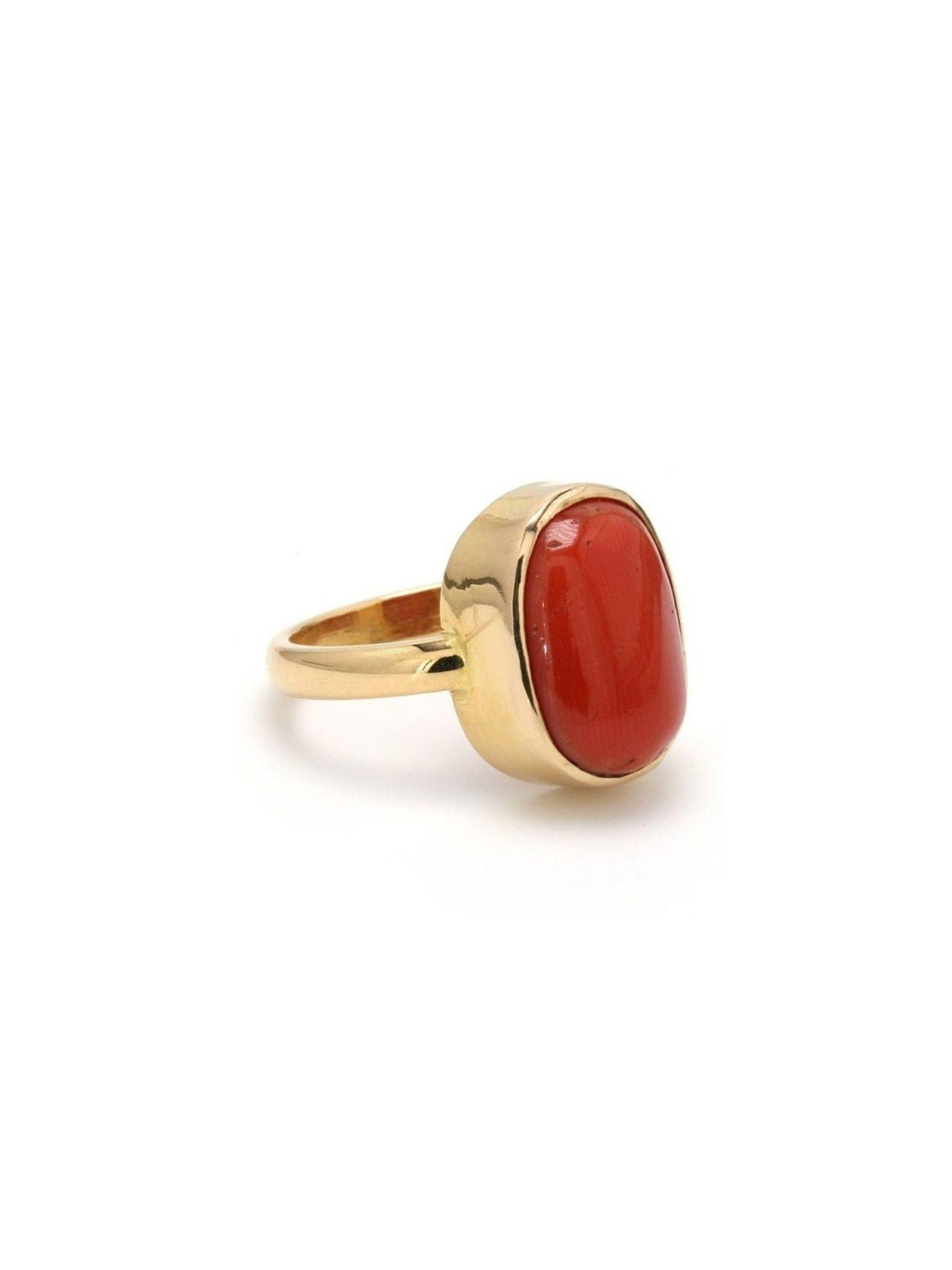RAVIOUR LIFESTYLE Unisex Gold-Plated Coral Stone Finger Ring