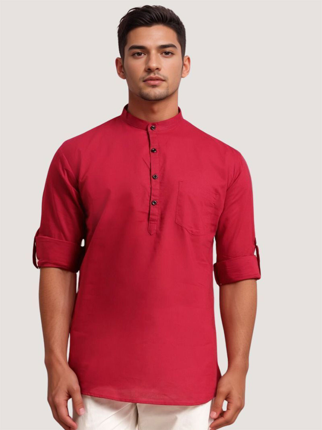Rukandi tixtile Men Solid Daily Cotton Straight Kurta