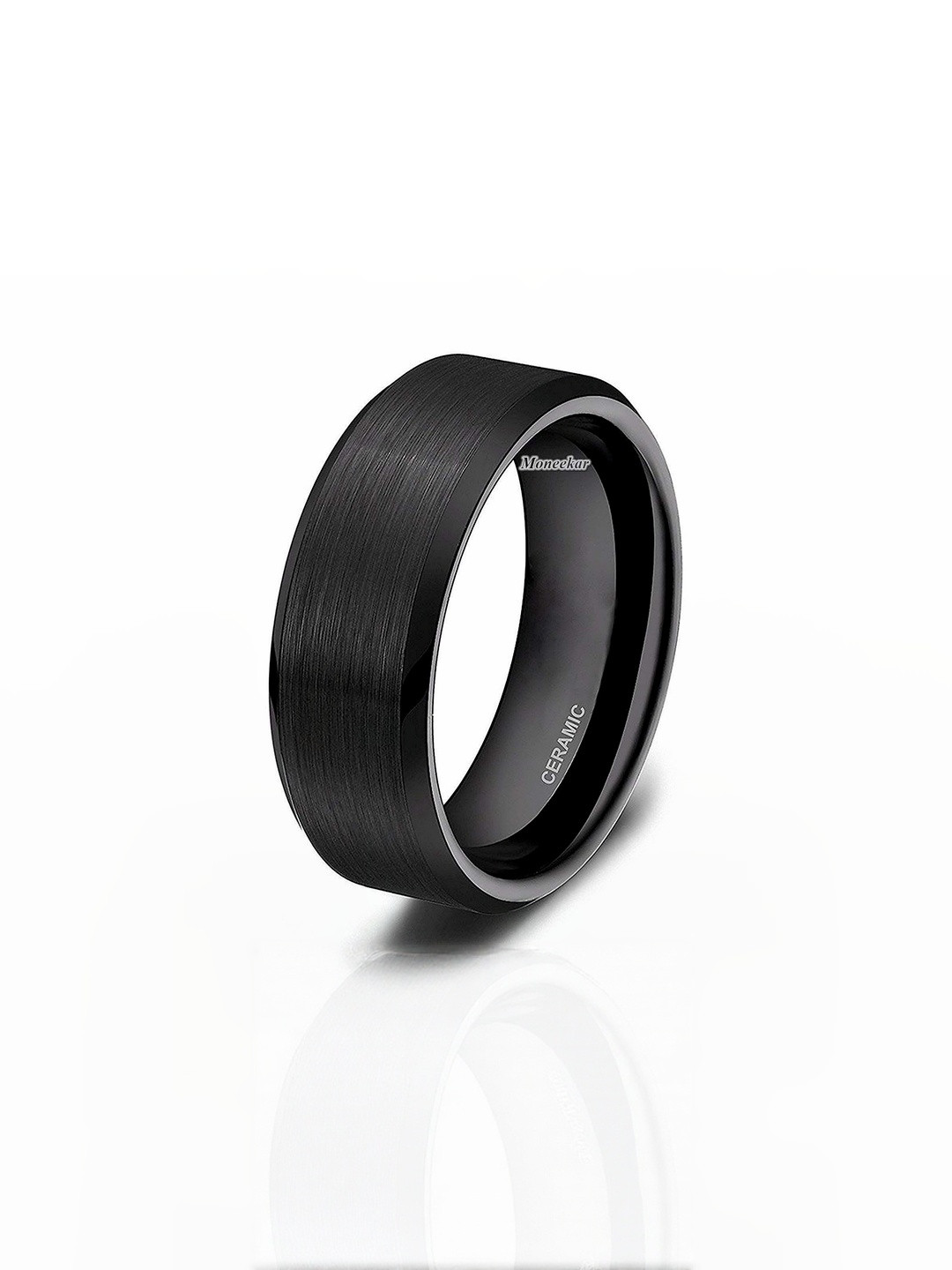 Moneekar Jewels Unisex Bevelled Edge Ceramic Finger Ring