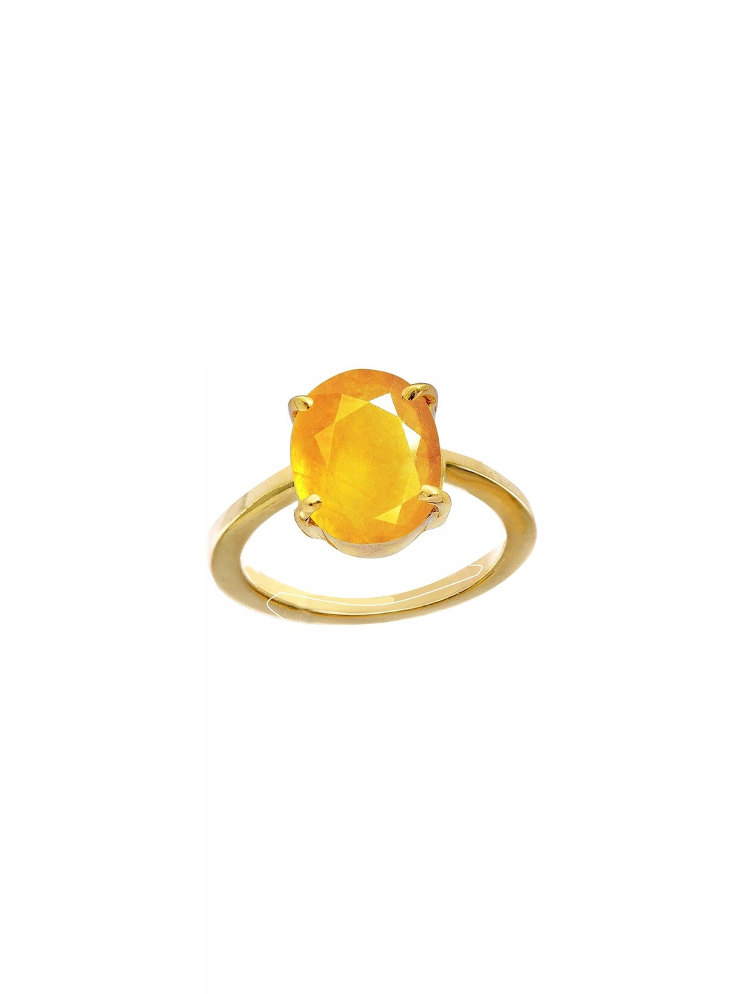RAVIOUR LIFESTYLE Unisex Gold-Plated Finger Ring with Natural Yellow Stone