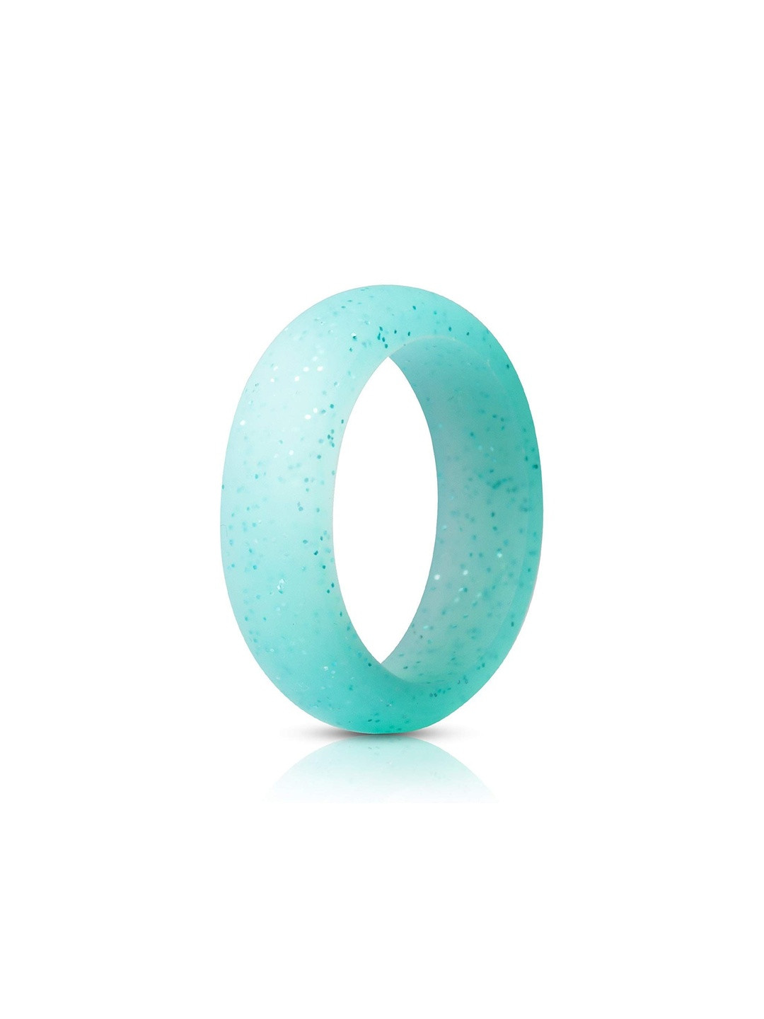 Moneekar Jewels Unisex 6mm Silicone Teal Glitter Finger Ring