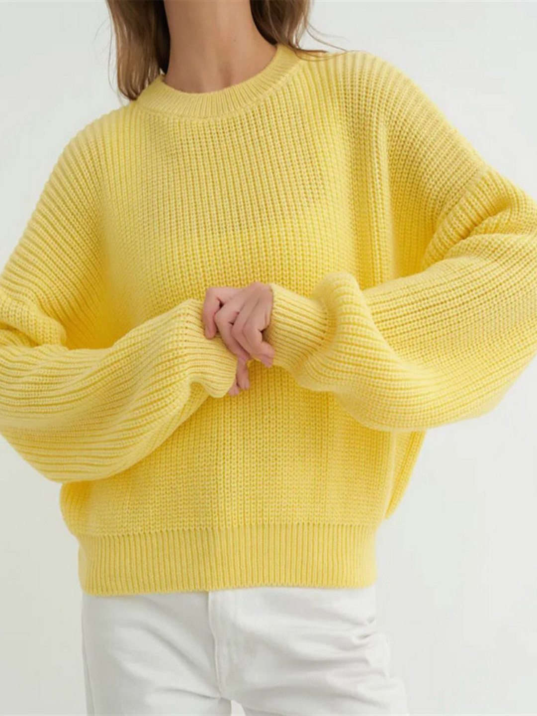 StyleCast Women Round Neck Oversized Knit Sweater