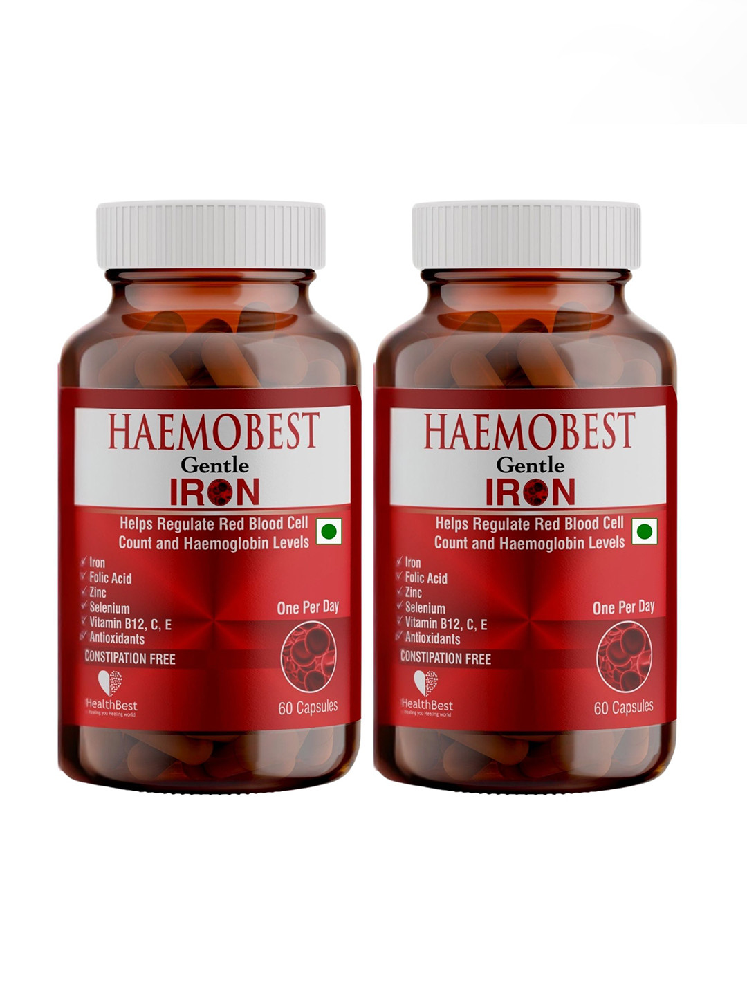HealthBest Set Of 2 Haemobest Gentle Iron Supplement - 60 Capsules