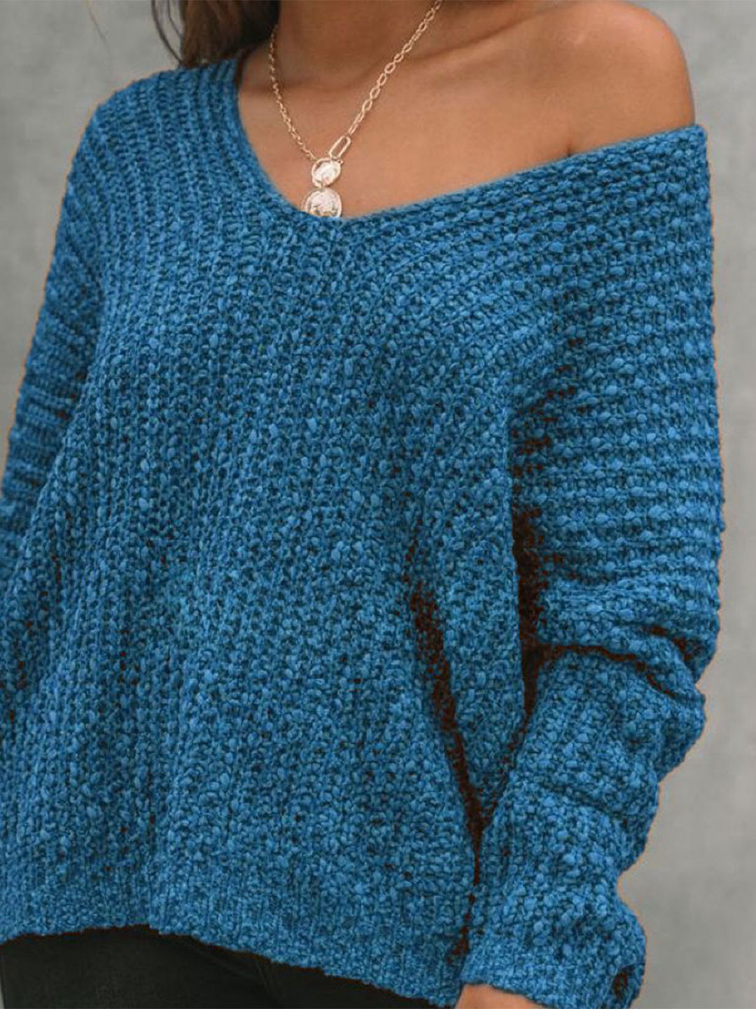 StyleCast Women Self Design Cable Knit Oversized Scoop Neck Pullover