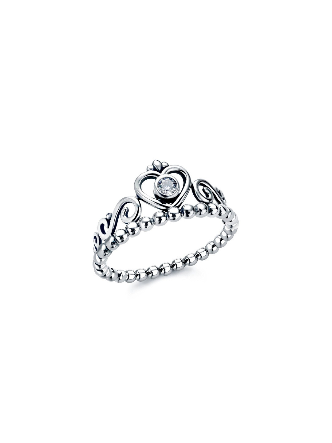 Moneekar Jewels Women Silver-Toned Crown Heart Finger Ring