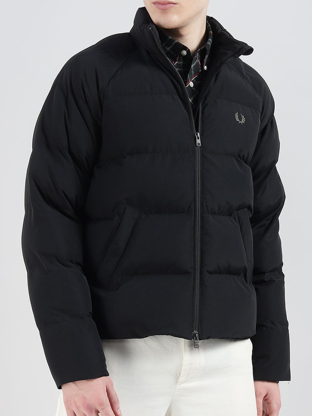 Fred Perry Men Stand Collar Solid Padded Jacket