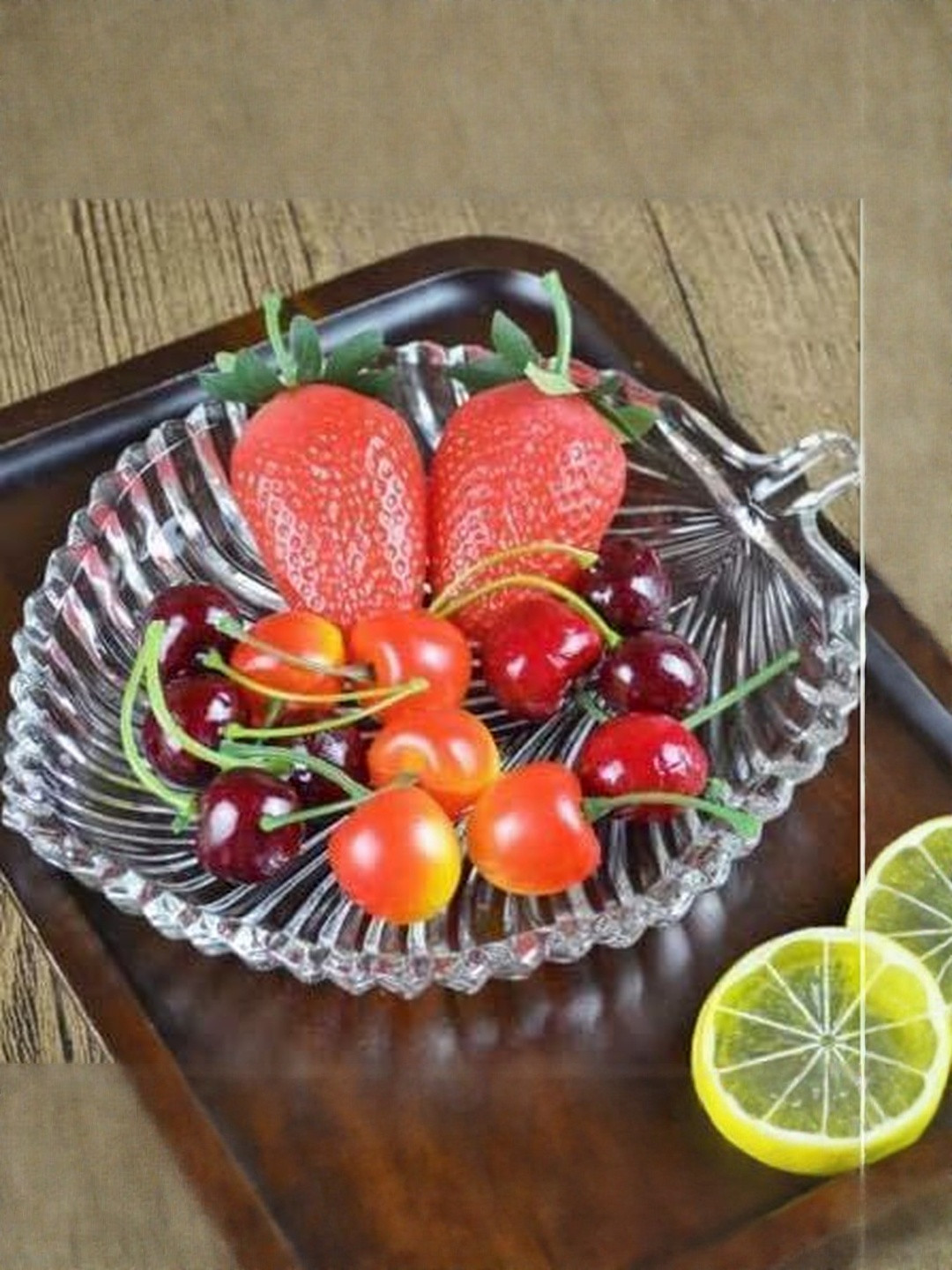 1ST TIME Set of 4 Glass Leaf Shaped Serving Plate