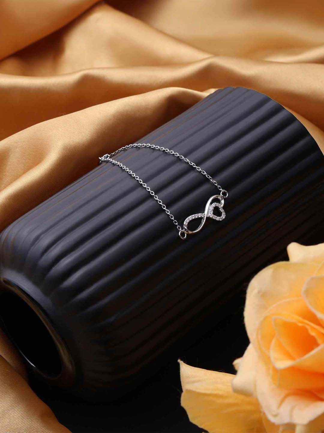 Soraya Luxe 925 Sterling Silver Moissanite Diamond Infinity Heart Bracelet