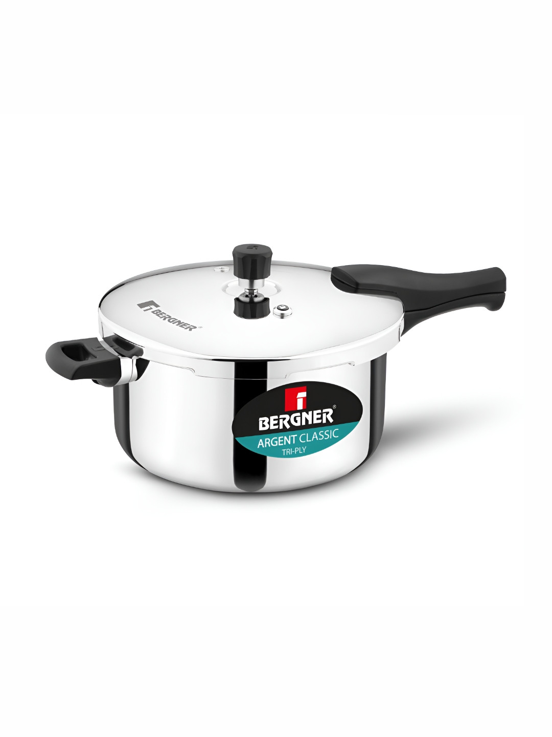 BERGNER Argent Silver-Toned Tri-Ply Stainless Steel Dishwasher Safe Pressure Cooker