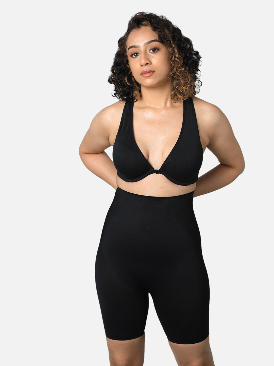 Butt-Chique Women Black Thigh & Tummy Shaper