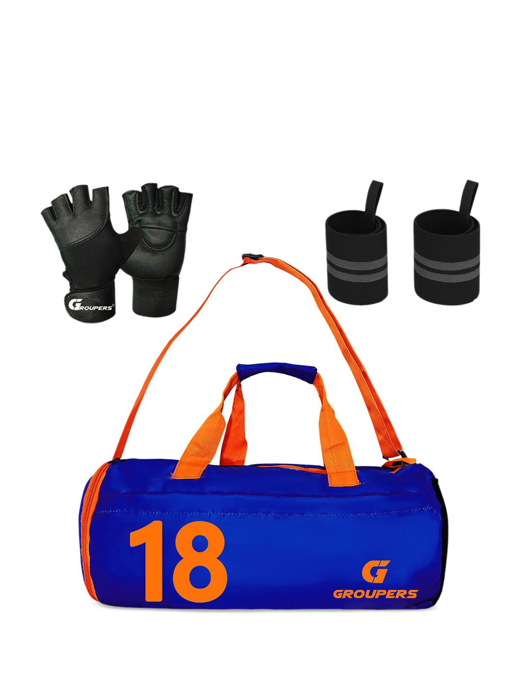 GROUPERS Unisex Medium Sports Or Gym Duffel Bag With Gym Gloves & Wrist Band