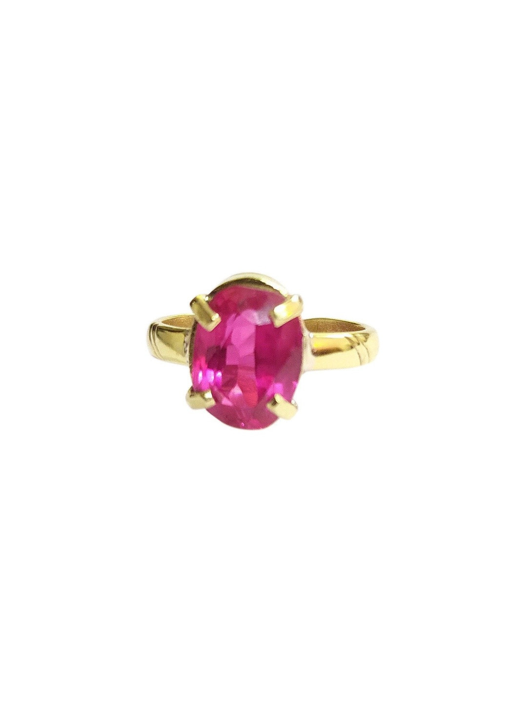 RAVIOUR LIFESTYLE Unisex Gold-Tone Alloy Finger Ring with Pink Stone